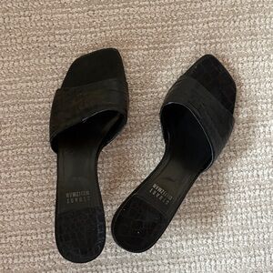 Stuart Weitzman Black Croc-Embossed Heels